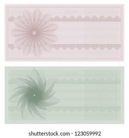 Voucher template with guilloche pattern (watermarks). This design usable for gift voucher, coupon, diploma, certificate or different awards. Vector illustration