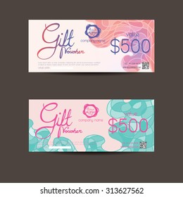 Voucher template with hand drawn decoration