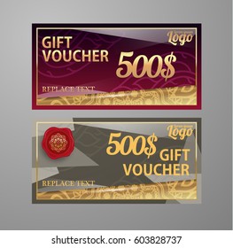 Voucher template with premium vintage pattern. vector