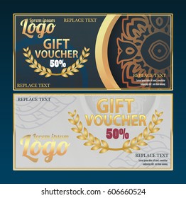 Voucher template with premium vintage pattern. vector