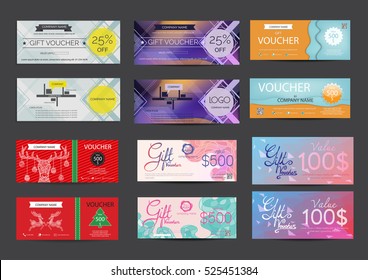 Voucher template set. Stock Vector