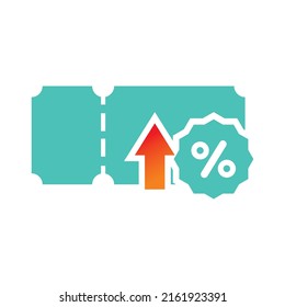 Diseño vectorial de cupón. diseño de icono de descuento, porcentaje de descuento. apto para publicidad, marketing, presentación, promoción de productos, precio medio, descuento.
