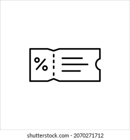 Icono del vector del cupón Negro con diseño de fondo blanco