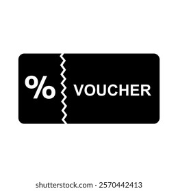 voucher vector icon black and white background design