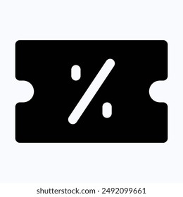 Voucher Vector Icon, Discount Voucher Icon, Isolated Silhouette Vector Icon.