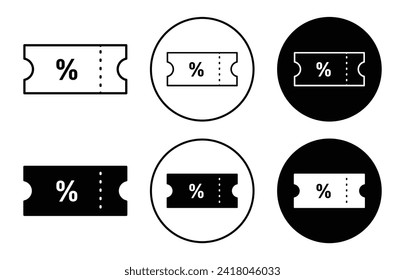 Voucher vector icon set collection. Voucher Outline flat Icon.