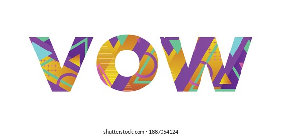 Vow Concept Retro Colorful Word Art Illustration