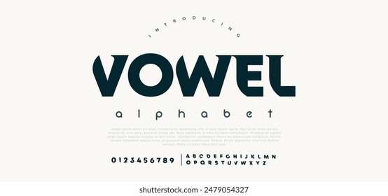 Vowel Abstract minimal modern alphabet fonts for logo. Typography technology electronic digital music future creative font. vector illustration