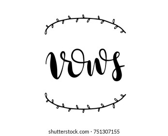 Vows Calligraphy Hand Lettering Vector