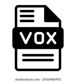 Vox file icon. Audio format symbol Solid icons, Vector illustration. can be used for website interfaces, mobile applications and software