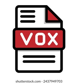 Vox file icon. flat audio file, icons format symbols. Vector illustration. can be used for website interfaces, mobile applications and software