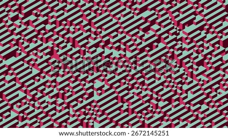 Voxel art texture with 3d cubes aligned in diagonal direction. Dynamic isometric abstract structure with cube blocks pattern. Minimal voxel artwork with axonometric perspective. Vector illustration