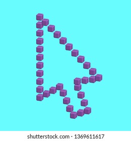 Voxel cursor arrow. 3d Vector illustration.