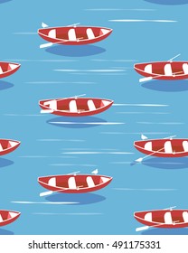 Voyage by the boat. The boat on waves. Festival of seafarers. Walk down the river. Boat blue pattern 