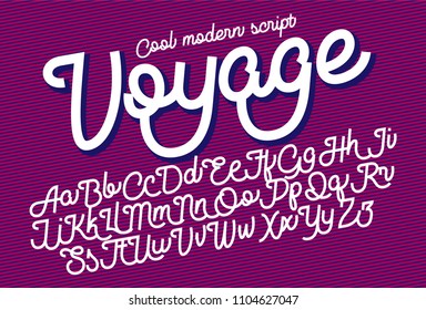 Voyage - tipo de letra de guión fresco y moderno, monolíneo con extremos cortados y afilados.

Puede utilizarse para sus diversos proyectos de diseño, como el logotipo, el afiche, las artes digitales