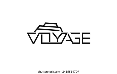 Voyage geometric typography logo design.
