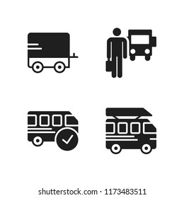 voyage icon. 4 voyage vector icons set. caravan and bus icons for web and design about voyage theme