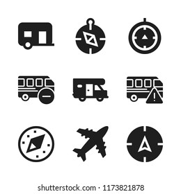 voyage icon. 9 voyage vector icons set. bus, caravan and compass icons for web and design about voyage theme
