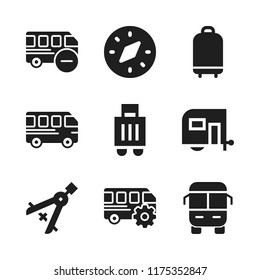 voyage icon. 9 voyage vector icons set. suitcase, bus and compass icons for web and design about voyage theme