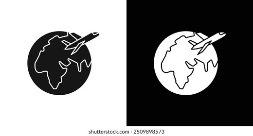 voyage icon Black line art vector logo set