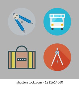 voyage icon set. vector set about compass, suitcase and caravan icons set.