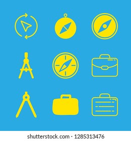 voyage icons set with compass and suitcase vector set