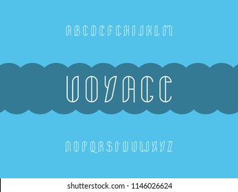 Schriftart für Reiseschlag Vektoralphabet-Buchstaben. Schriftendesign.