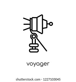 voyager icon. Trendy modern flat linear vector voyager icon on white background from thin line Astronomy collection, outline vector illustration