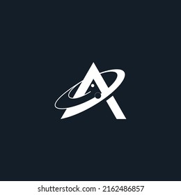 voyager orbit travel global universe letter A logo vector