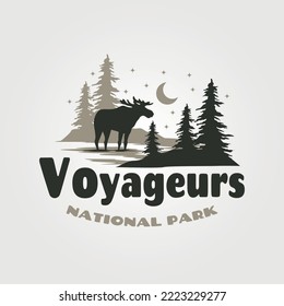 voyageurs national park with moose vector logo symbol illustration design