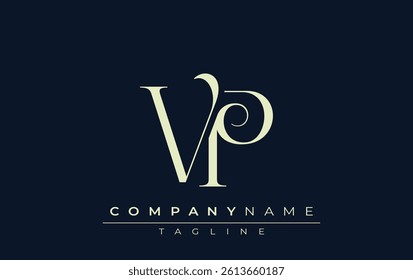 VP abstract Logo. Elegantly Designed Minimalist Monogram Logo with Stylish Lettering. Sophisticated and sleek minimalist monogram showcasing unique lettering design.