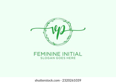 VP beauty monogram and elegant logo design handwriting logo of initial signature, wedding, fashion, floral and botanical with creative template.