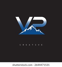 VP Creative Mountain Logo Bold Gradient Letter mark Branding Design for Business Outdoor Brands