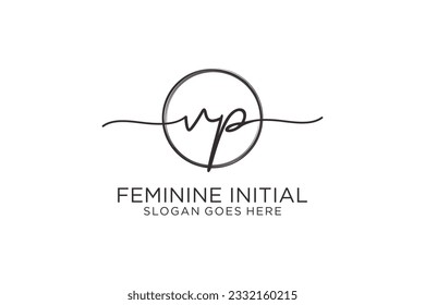 VP handwriting logo with circle template vector logo of initial signature, wedding, fashion, floral and botanical with creative template.