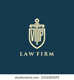 VP initial monogram for law firm with sword and shield logo image