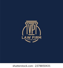 VP initial monogram for law firm with creative circle line