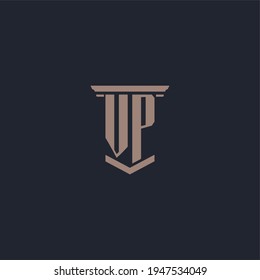 VP initial monogram logo with pillar style design