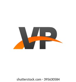 VP initial overlapping swoosh letter logo black orange