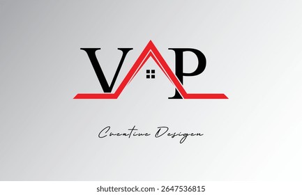 VP Letter House Logo – Creative Real Estate Monogram with Roof Icon and Home Shape for Property, Architecture and Modern Branding
