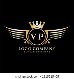 VP Letter Initial with Royal Wing Logo Template.