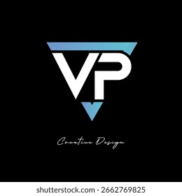 Logotipo de la letra de VP en triángulo - monograma moderno del gradiente para el diseño de la marca y de la identidad
