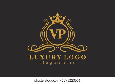 VP Letter Royal Luxury Logo template in vector art for Restaurant, Royalty, Boutique, Cafe, Hotel, Heraldic, Jewelry, Fashion and other vector illustration.