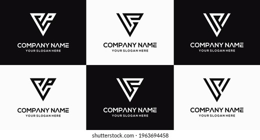 plantilla abstracta del logotipo vectorial de letra vp