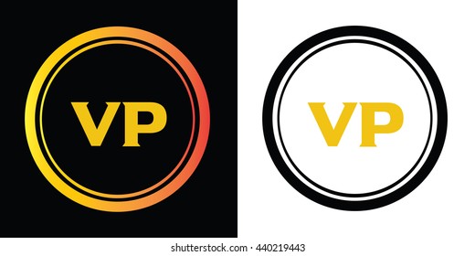 VP letters icon design template elements in abstract background logo, design identity in circle, alphabet letter