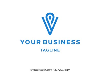 VP logo design, letter, point, maps, monogram, initial. Combination of V and P letter with the symbol of digital map. Very match for apps brand, start-up, or hotel logo