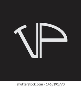 VP Logo letter oval monogram design template with black and white colors