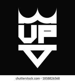 VP Logo monogram with crown shape isolated on Black background