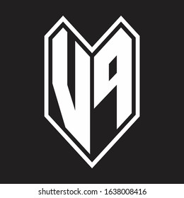 VP Logo monogram with emblem line style isolated on black background