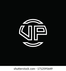 Monograma del logotipo VP con espacio negativo y plantilla de diseño redondeado de círculo redondeado