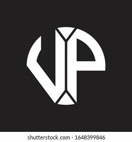 Monograma del logotipo VP con estilo de cinta circular